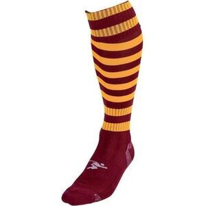 Precision Childrens/Kids Hooped Pro Soccer Socks / Maroon/Amber